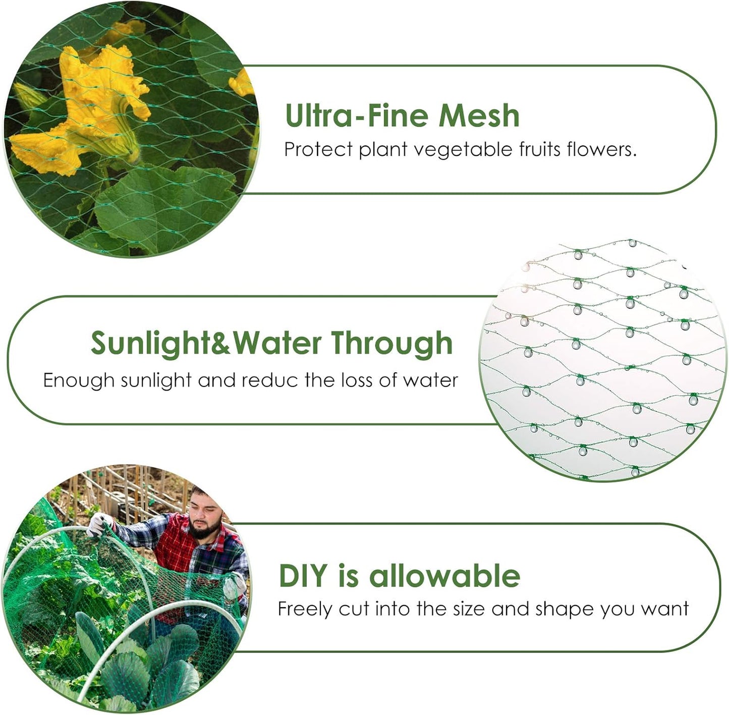 Ruolan Bird Netting for Garden Protect Vegetable Plants and Fruit Trees13X20Ft,Plastic Trellis Netting for Birds, Deer,Squirrels and Other Animals