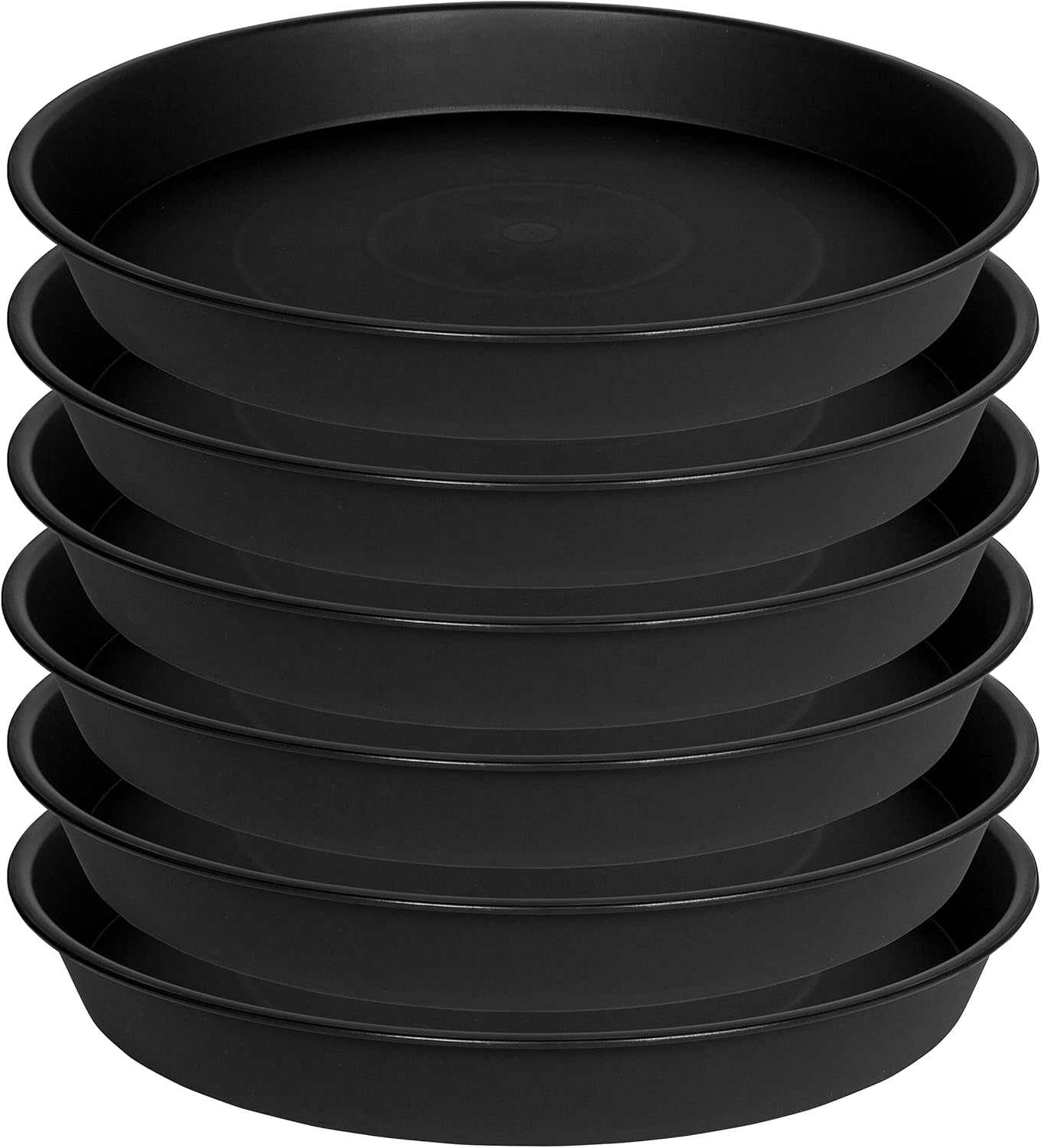6 Pack Plastic Plant Saucer Water Drip Tray, 4 5 6 7 8 9 10 11 12 13 15 17 19 inch, Heavy Sturdy Plant Drainage Tray for Indoors Outdoor, Flower Saucers for Pots Base (4", Black)