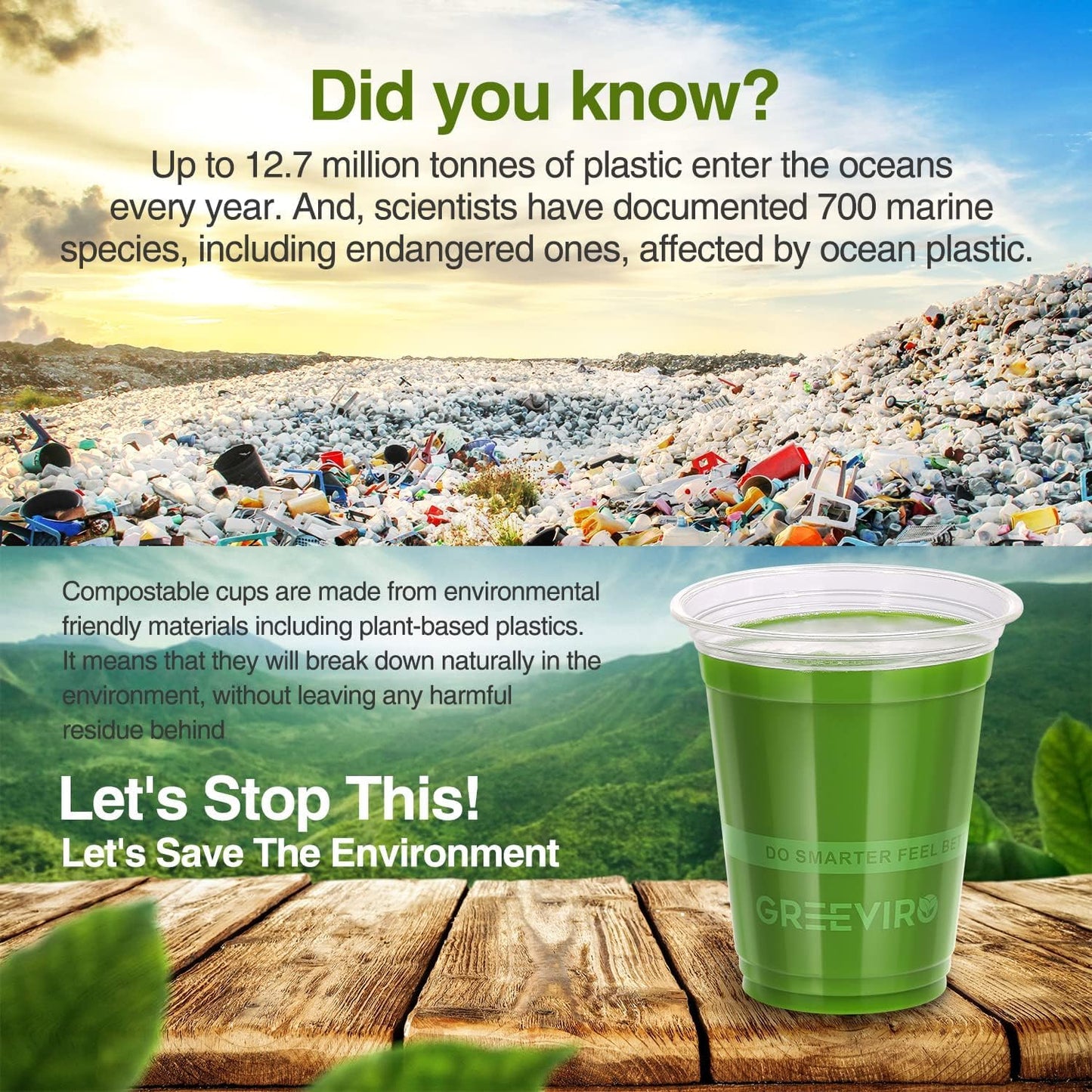 Compostable Plant-Based Clear Plastic Cups 9oz Thick, Reusable, Disposable Iced Coffee Cups for Smoothies, Beer & Any Beverages for Parties, Weddings & Gatherings (9oz)