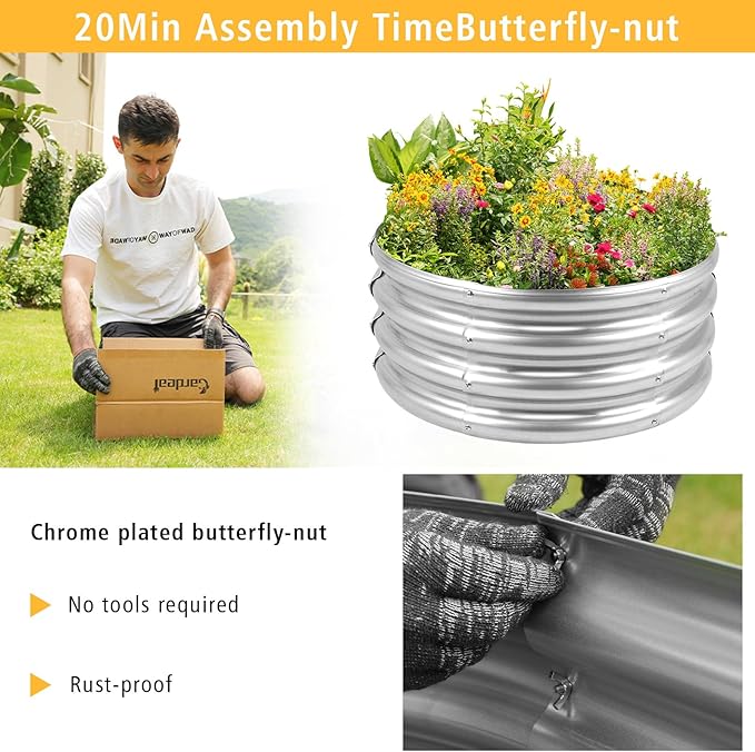 Outdoor Metal Galvanized Raised Planter Box,Rectangular Large Garden Bed Kit for Vegetables, Fruits, Flowers and Herbs 4X2X1 FT (4X4X1)