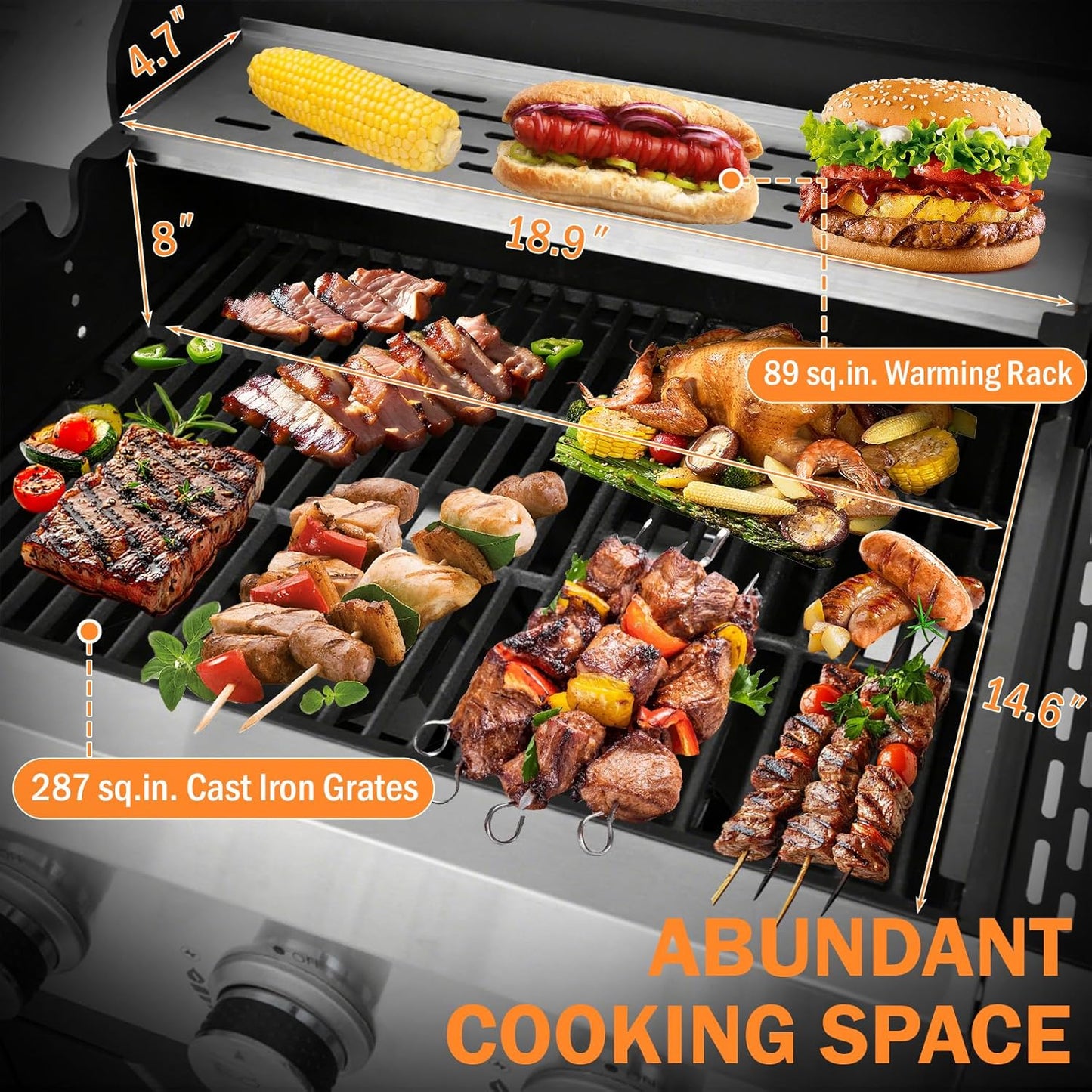 3-Burner Propane Gas Grill with Side Burner, 40,500 BTU Stainless Steel BBQ - Easy Assembly & Grease Management for Patio, Backyard, Camping (3+1Burner No Cover)