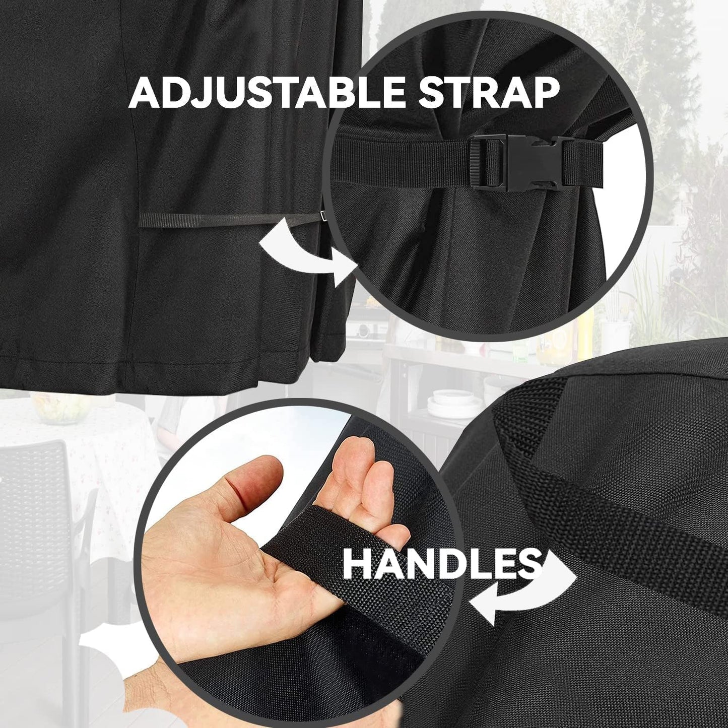 Outdoor Patio Square Table Cover 38 inch Black Heavy Duty Waterproof Cover for Square Slatted Tabletop