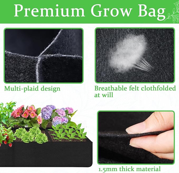 POILKMNI Fabric Raised Garden Bed, 232 Gallon 8 Grids Plant Grow Bags 8x4x1ft Large Garden Grow Bed Bags for Growing Herbs, Flowers and Vegetables