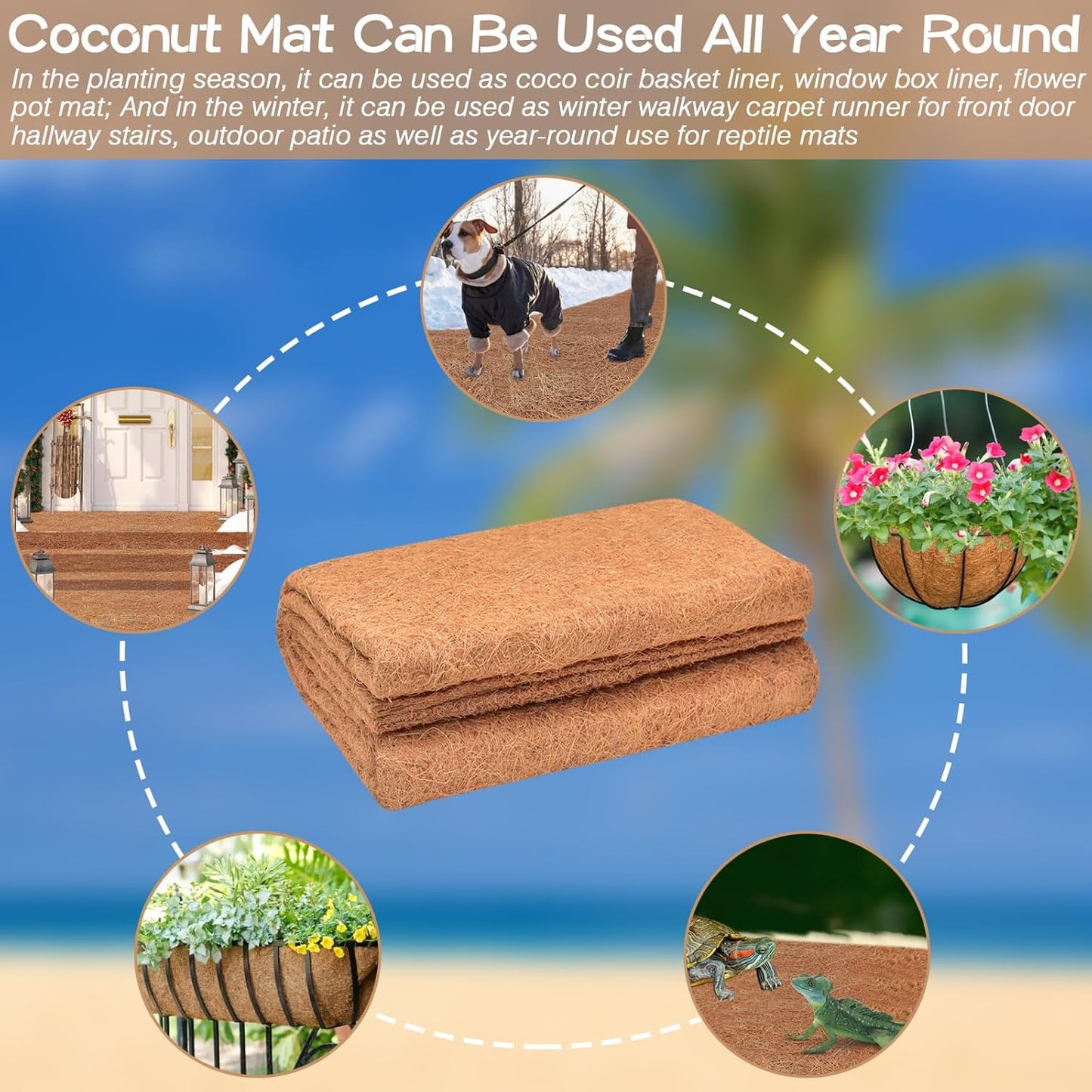 ZeeDix 2 Pack 31 x 80 x 0.28inches Thickened No-Slip Ice and Snow Carpet Mats- Natural Coconut Fiber Carpet for Garden, Front Door, Stairs, Porch Outdoor Safer Walking