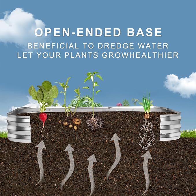 Galvanized Raised Garden Bed Kit, Large Metal Raised Garden Beds for Vegetables, Galvanized Planter Raised Garden Boxes Outdoor (Silver)