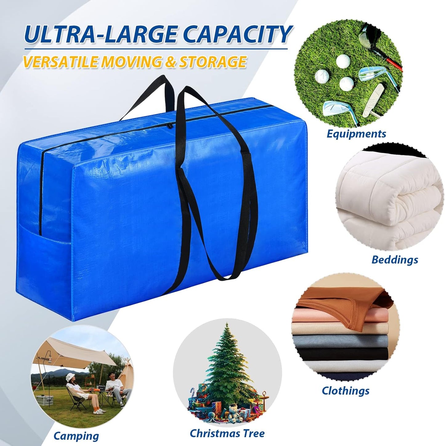 Extra Large Storage Bags, 41 Gallon XXL Jumbo Large Moving Bags Heavy Duty, Storage Totes Moving Boxes Supplies for College, Foldable Duffle Bag for Travel, 38x23x11inch - 2PACK