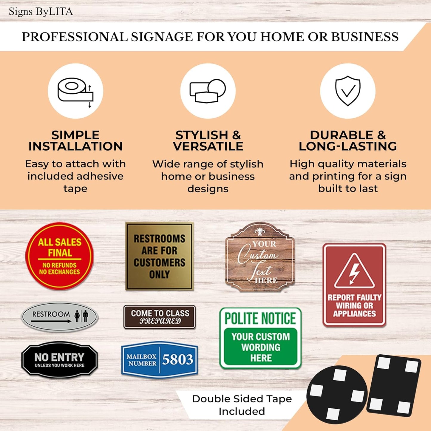 Signs ByLITA Standard Sprinkler Room Sign (Black) - Medium 2 Pack