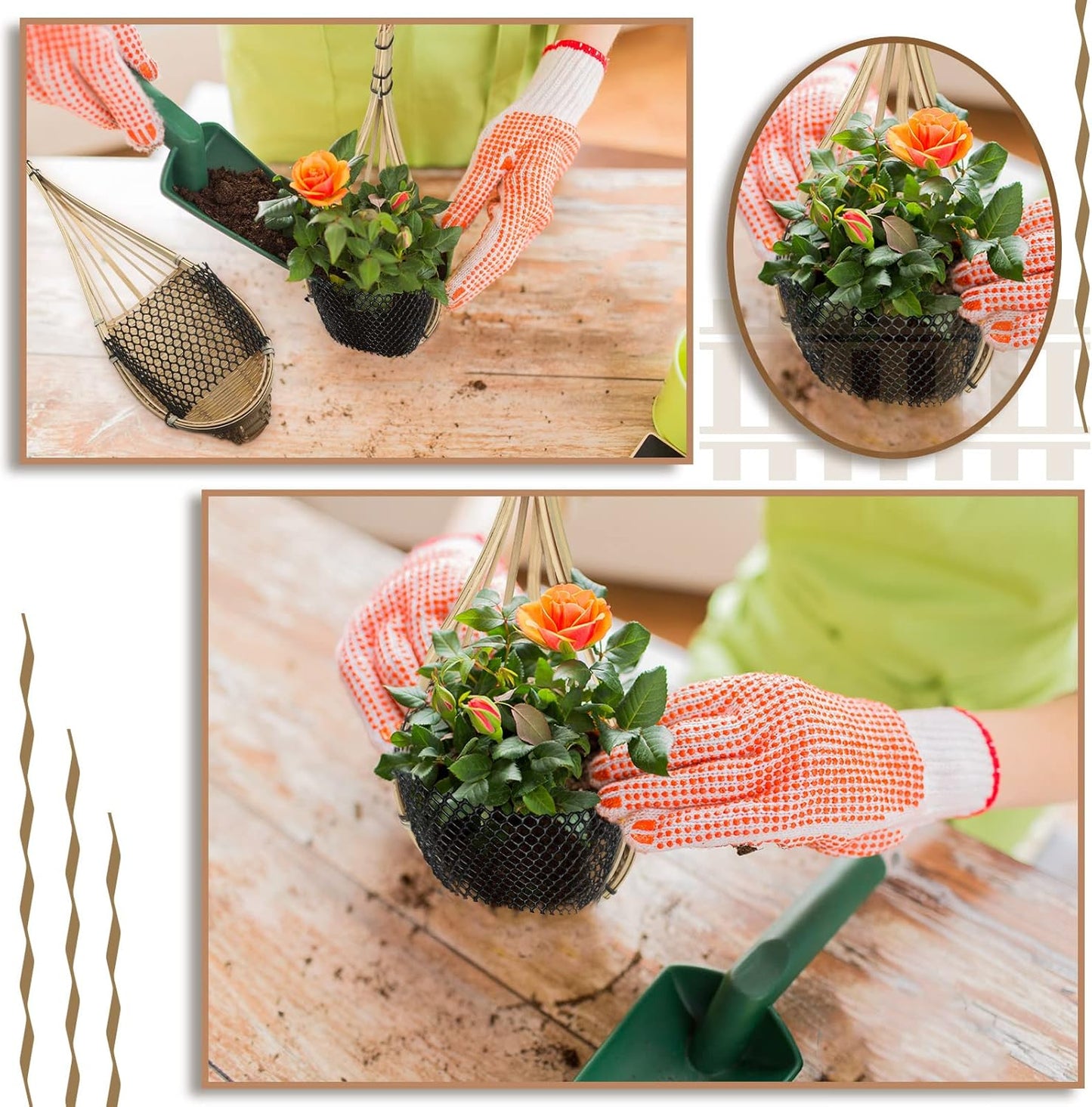 Yookeer 2 Pack Hanging Orchid Planter 4 Inch Thai Bamboo Hanging Orchid Basket with Metal Hook Decorative Bird Nest Style Plant Hangers for Trellis & Gazebo Indoor Outdoor Patio Garden Flower Planter