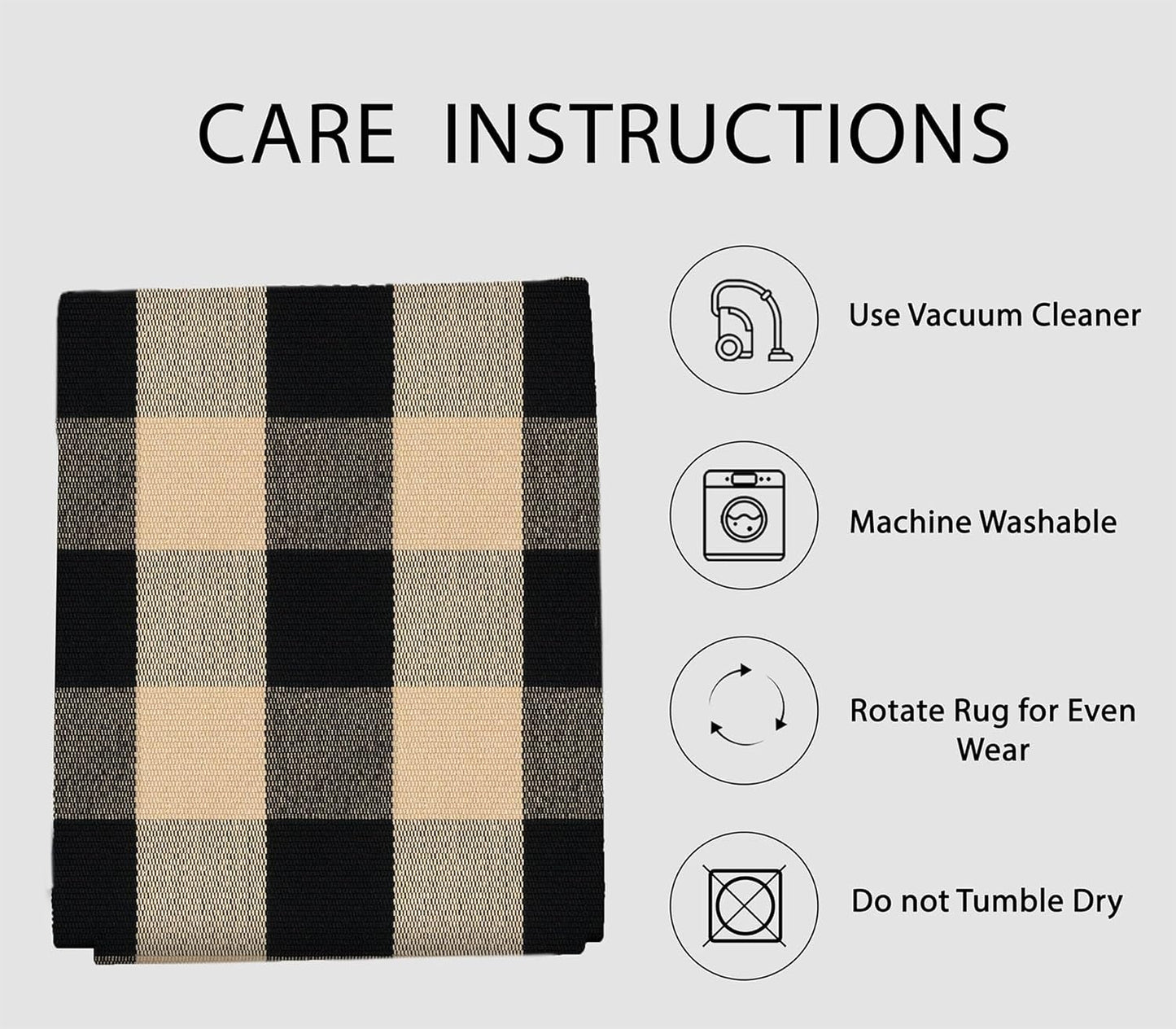 IOHOUZE Buffalo Plaid Checkered Rug 3x5 Ft Front Door Mats, Washable Area Rugs for Front Porch, Welcome Mats Indoor Outdoor, Entryway Rug for Entryway, Home Entrance, Tan Black