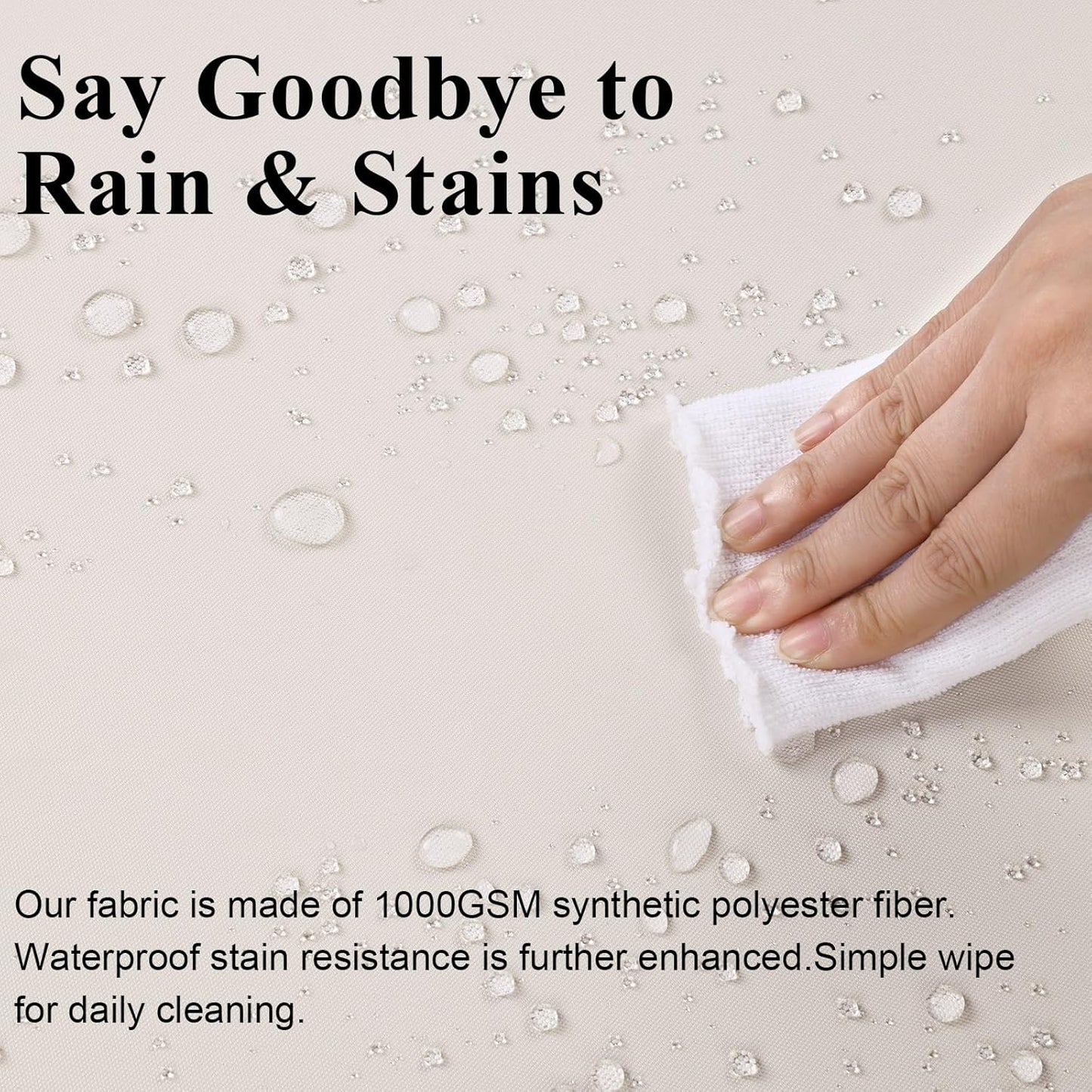 Outdoor Chair Cushions Set of 2 for Patio Furniture 24x24x4 Inch Waterproof Patio Chair Cushion 3 Year Color Fastness Square Elastic Foam Garden Sofa Couch Pads with Ties and Handle,Beige