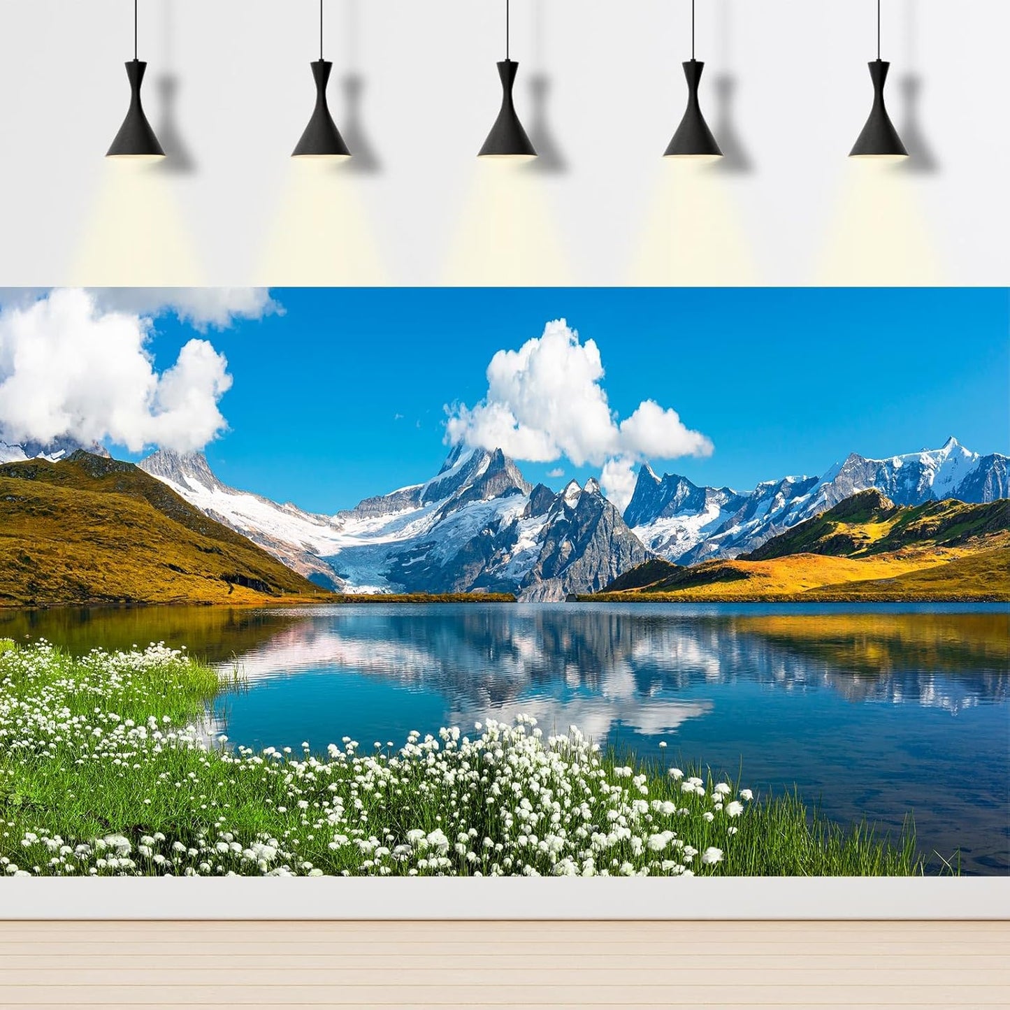 Mountains Lake Aquarium Background Bernese range View Fish Tank Background Switzerland Alps Grindelwald Valley Lake Terrarium Background Fantastic Natural Landscape Aquarium Fish Tank Decors 24x16in