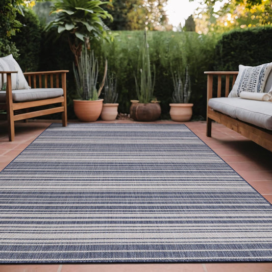 Stripe Outdoor Rug 5x7 Washable Outside Carpet for Indoor Patio Porch Waterproof Easy Cleaning Non Shedding Area Rugs Blue 5 x 7