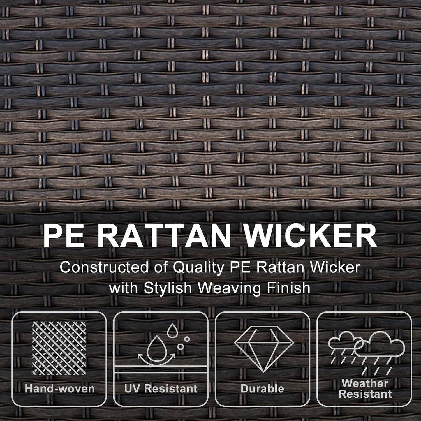 HUMMUH 5-Piece Patio Furniture PE Wicker Outdoor Conversation Set,All-Weather Rattan Swivel Rocker Chairs with Outdoor Couch Tables for Backyard,Poolside,Deck