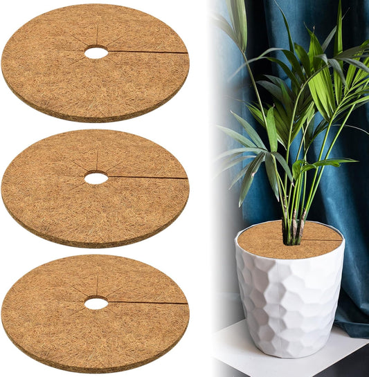 ZeeDix 3 Pack 24 Inch Coconut Fiber Tree Mulch Ring, 100% Natural Coco Coir Tree Ring Mulch Mat, Coconut Coir Discs Plant Cover Tree Protectors Mats Mulch Rings for Landscaping Trees Outdoor Plants