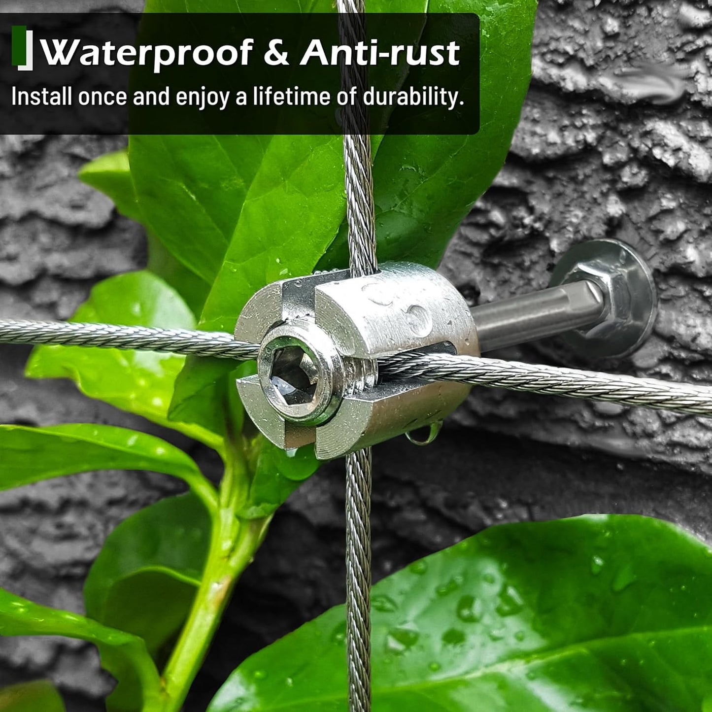 Wire Trellis for Climbing Plants Outdoor, 30-Set Wall Wire Trellis Kit with 1/8in x 150ft Stainless Steel Cable, T316 Espalier System for Fence and Garden DIY Projects