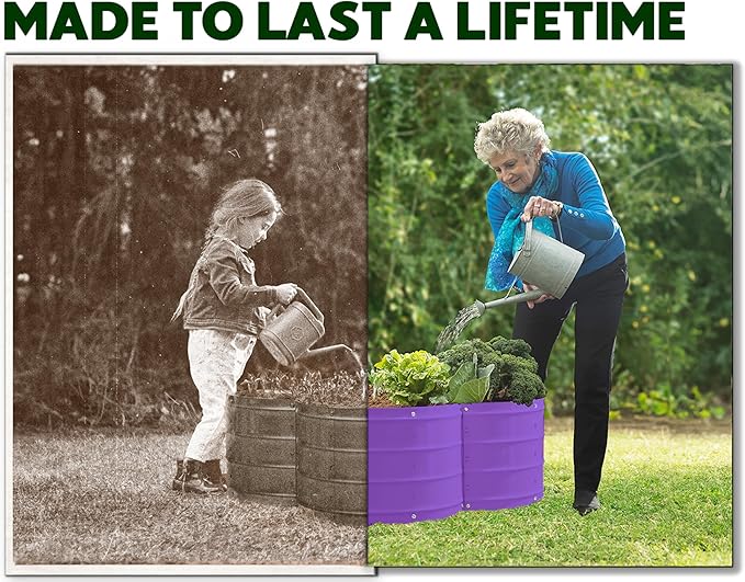 Galvanized Raised Garden Beds Outdoor // 3×3×1 ft Planter Raised Beds for Gardening, Vegetables, Flowers // Large Metal Garden Box (Purple) // Patented Tool-Free Design