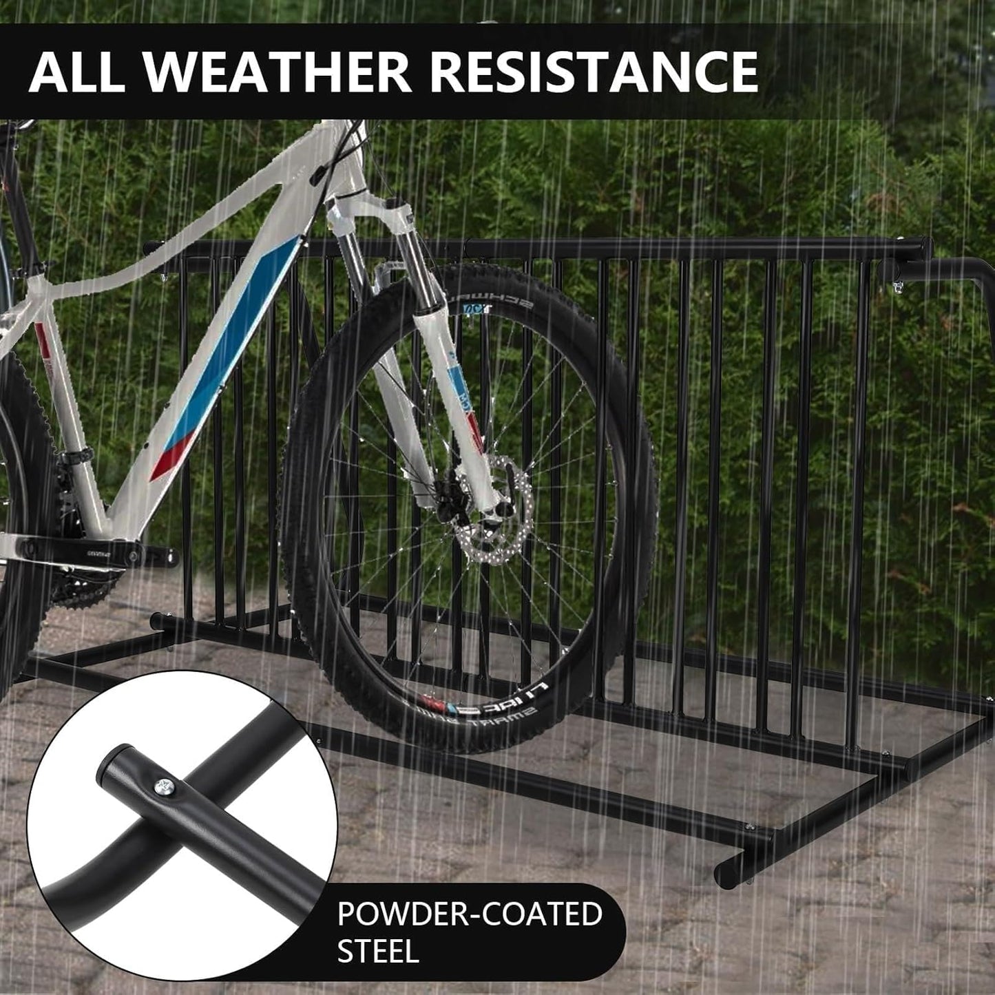 Commercial Floor Bike Rack Stand-10 Bike Rack,Dual Slot Size and Dual-Side Design,Premium Steel, Superior Stability, Suitable for Various Locations,Black