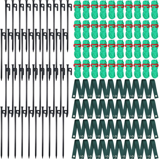 Suzile 120 Pcs Tree Stake Kit, Heavy Duty Tree Staking and Supports for Leaning Trees Include 11. 8'' Steel Stakes 15. 8'' Support Straps 13. 12 ft Ropes for Anchoring Hurricane Protection (Green)