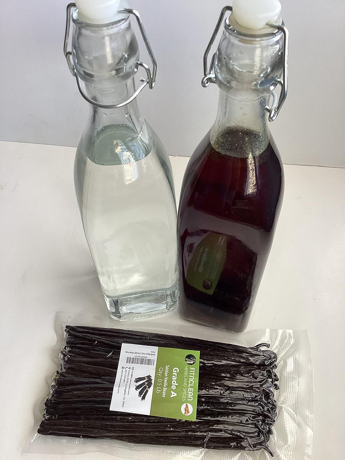 8oz Vanilla Beans Grade A Tahitian 6"-7" Bulk (1/2Lb) for Extract, Cooking and Baking by FITNCLEAN VANILLA| 0.5 Pound Fresh Gourment Natural Raw NON-GMO Whole Pods.