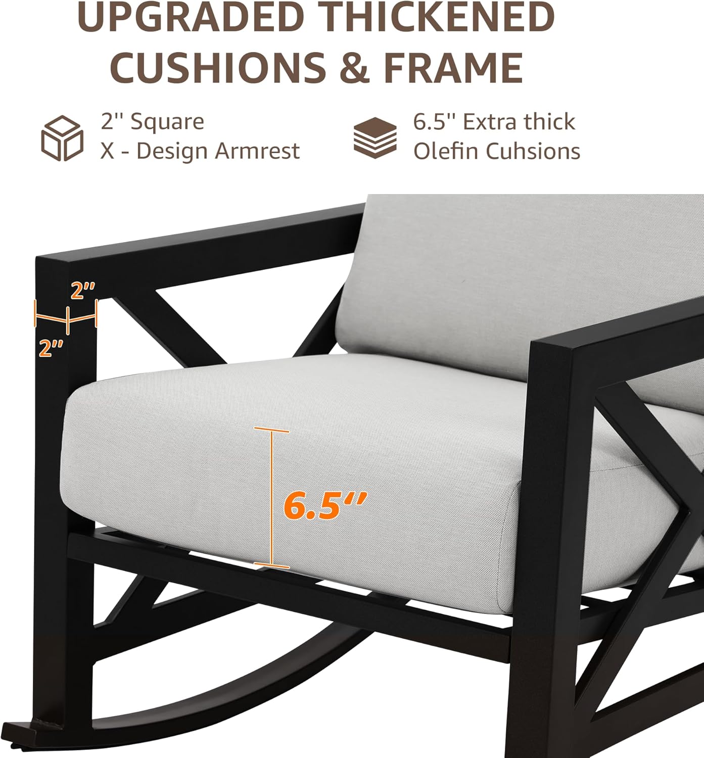 NATURAL EXPRESSIONS Patio Rocking Bistro Set, 3 Piece Outdoor Conversation Furniture Set with 2 Rockers and 1 Metal Coffee Table with Thick Cushions,2 Pack Patio Chair Covers Included