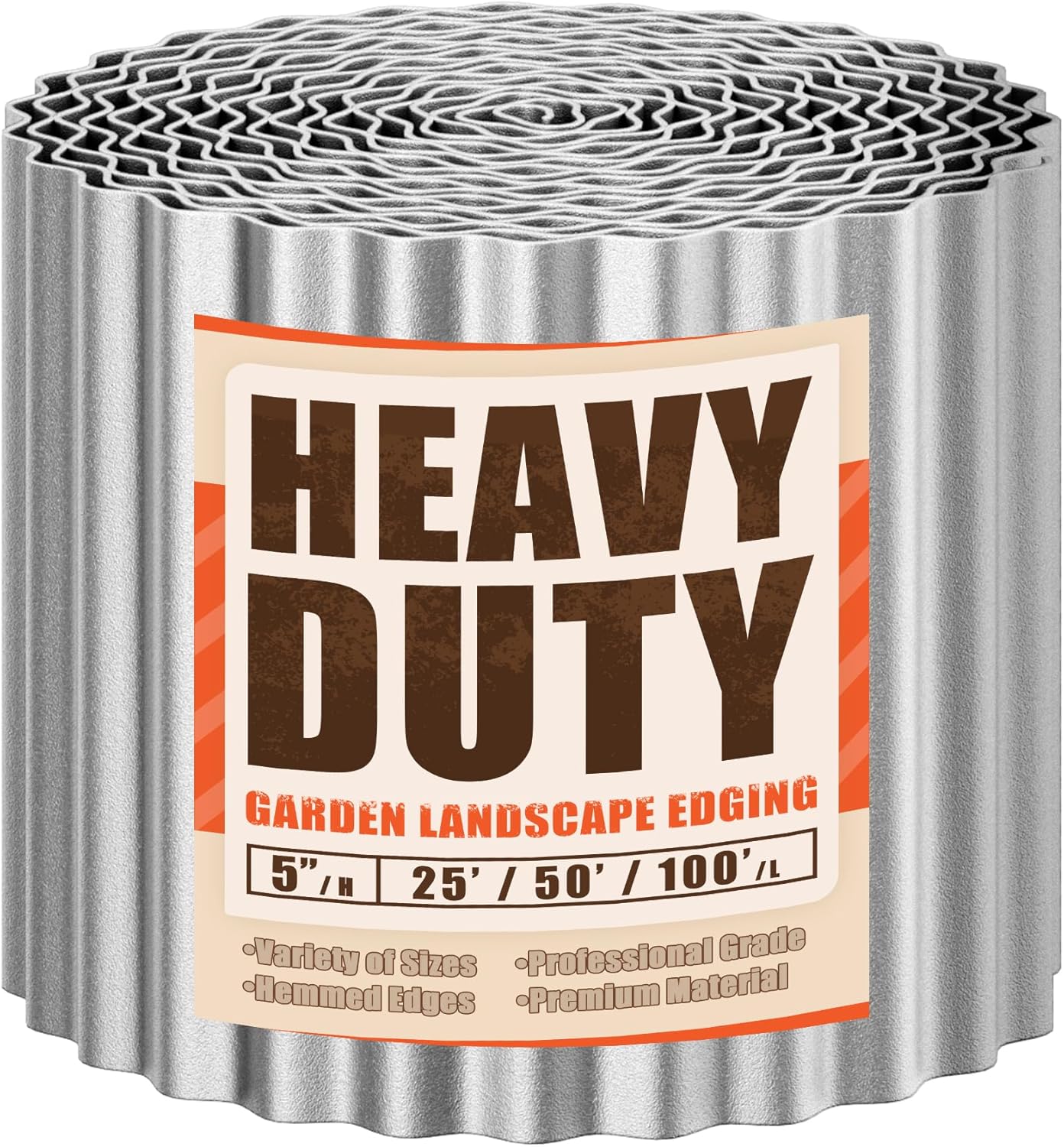 Corrugated Metal Garden Edging, 5''×50Ft Steel Landscape Edging Border, Flower Bed Edging Borders, Metal Lawn Edging for Landscaping, Garden, Pathway, Lawn, Flower Bed, Garden Fence (Silver)