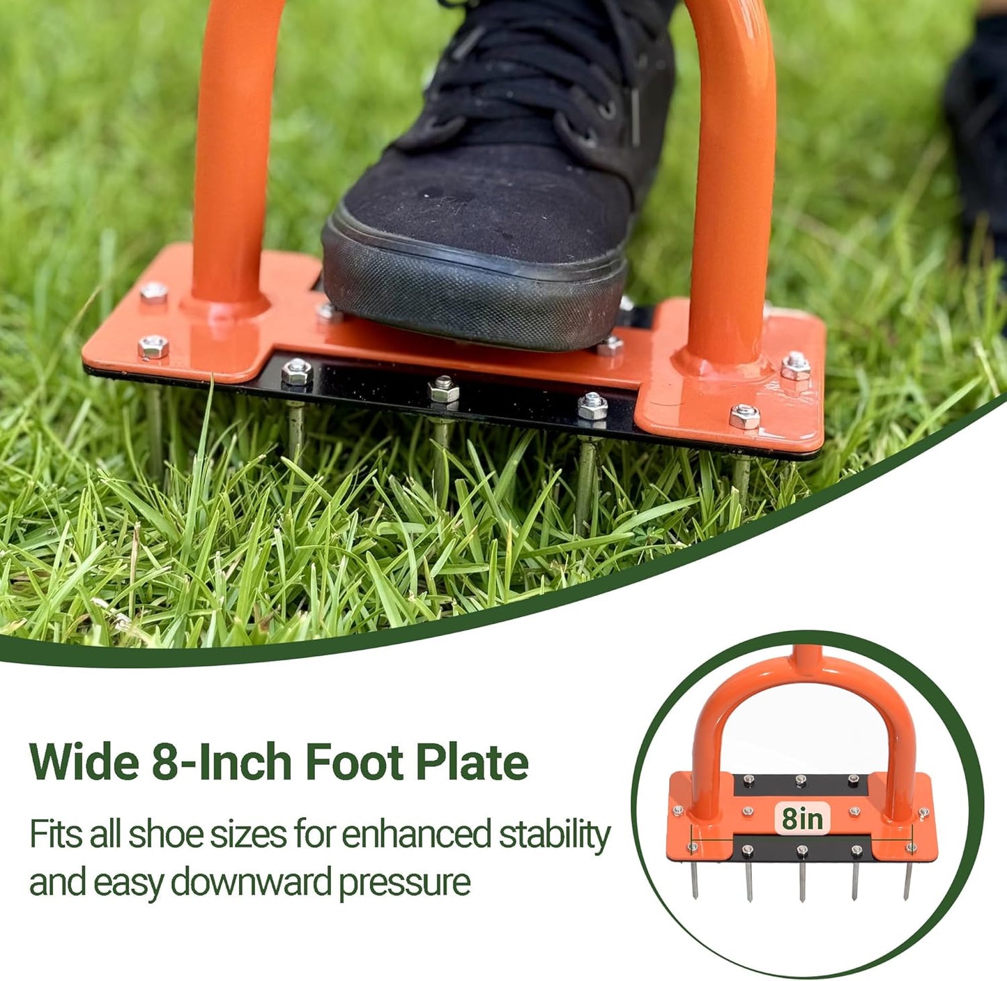 39in Lawn Aerator Spike Tool with 304 Stainless Steel Spikes Heavy Duty Lawn Aerator with Wide Foot Plate Rubber Handle for Soil Aeration, Grass & Yard Care