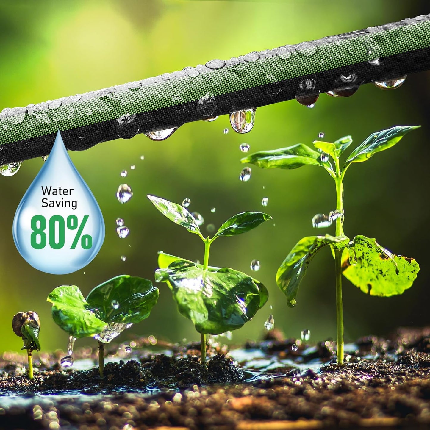 Flat Soaker Hose 50FT for Garden and Lawns, 80% Water-Saving Drip Irrigation Hose with Anodized Aluminum Ends, Flexible Leakproof Double Layer Gardening Hoses ﻿