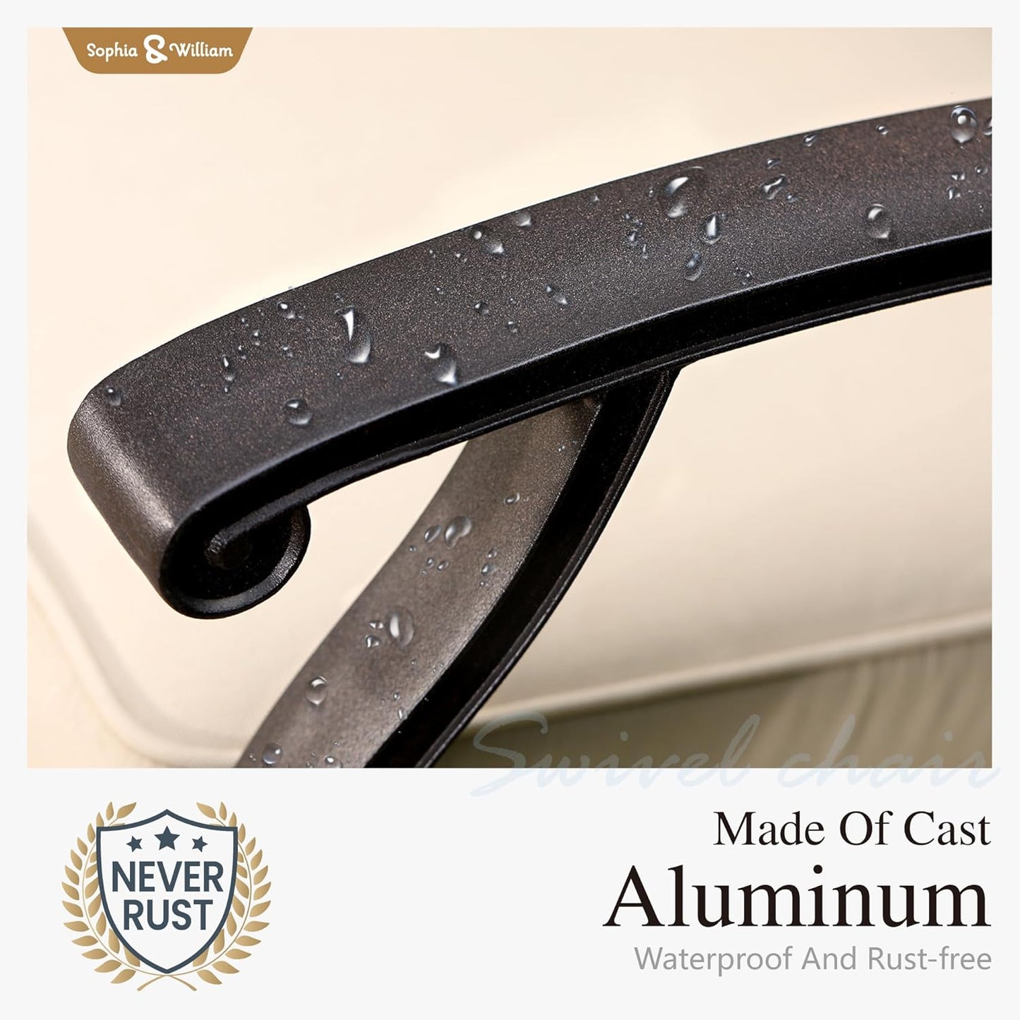 Sophia & William 2 Pieces Cast Aluminium Patio Dining Chairs Bronze with Cushions, Oversize Powder-Coating Outdoor Armchairs for Porch Yard Deck Balcony, Load Capacity Up to 350 lbs