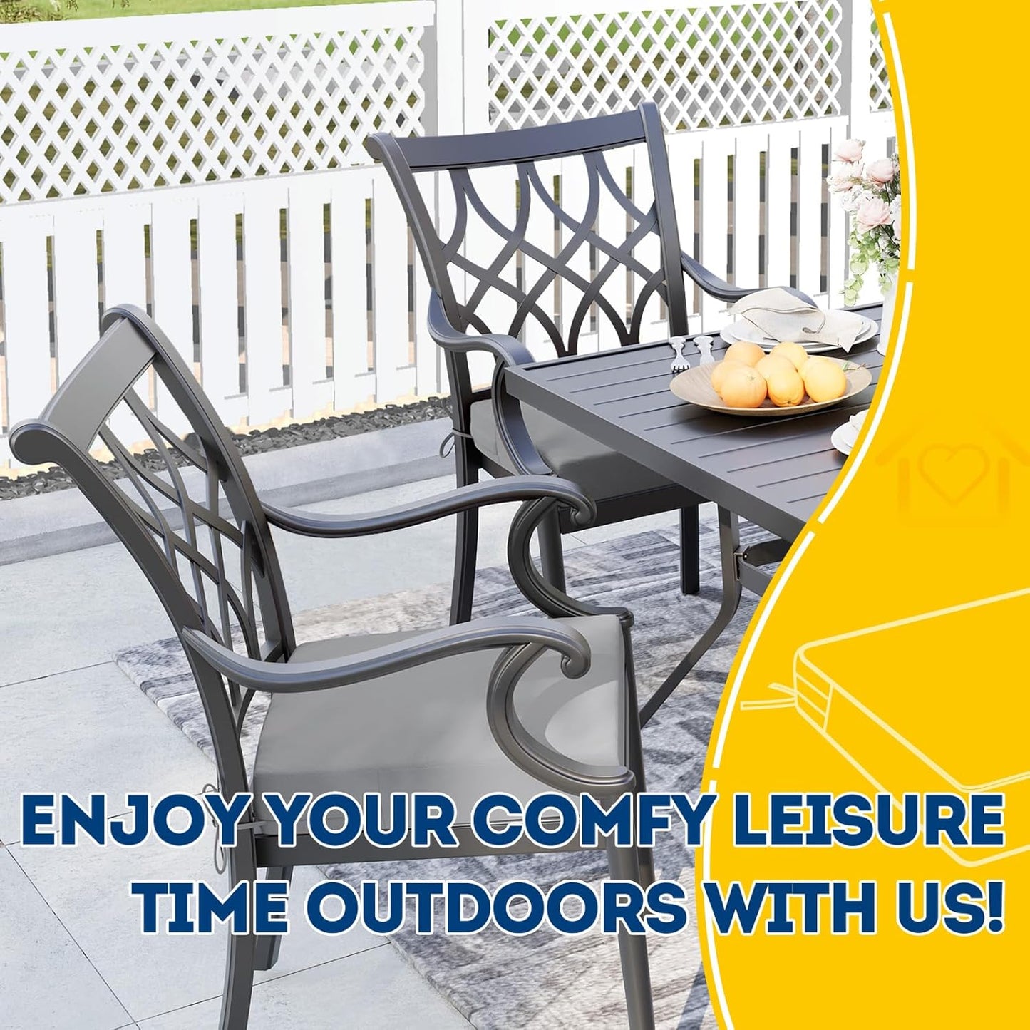 AAAAAcessories Outdoor Seat Cushions for Chairs, Waterproof, Fade-Resistant Patio Furniture Replacement Cushions, 18.5" x 16" x 3", Set of 2, Gray