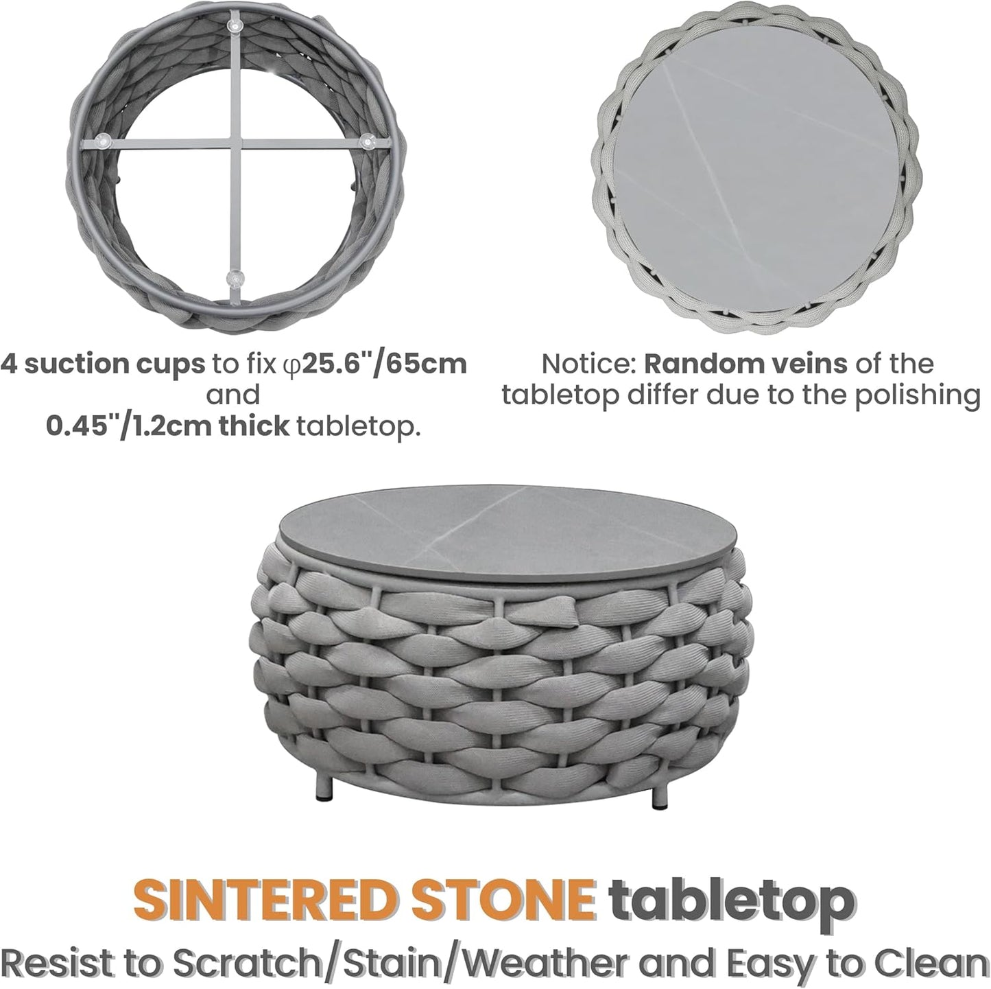 Aluminum Outdoor Patio Couch Set: 5 Pieces Woven Rope Porch Furniture Sofa Set Cushioned - Metal Modern Deck Conversation Set - All Weather Assembled Courtyard Seating for Backyard Pool Hotel