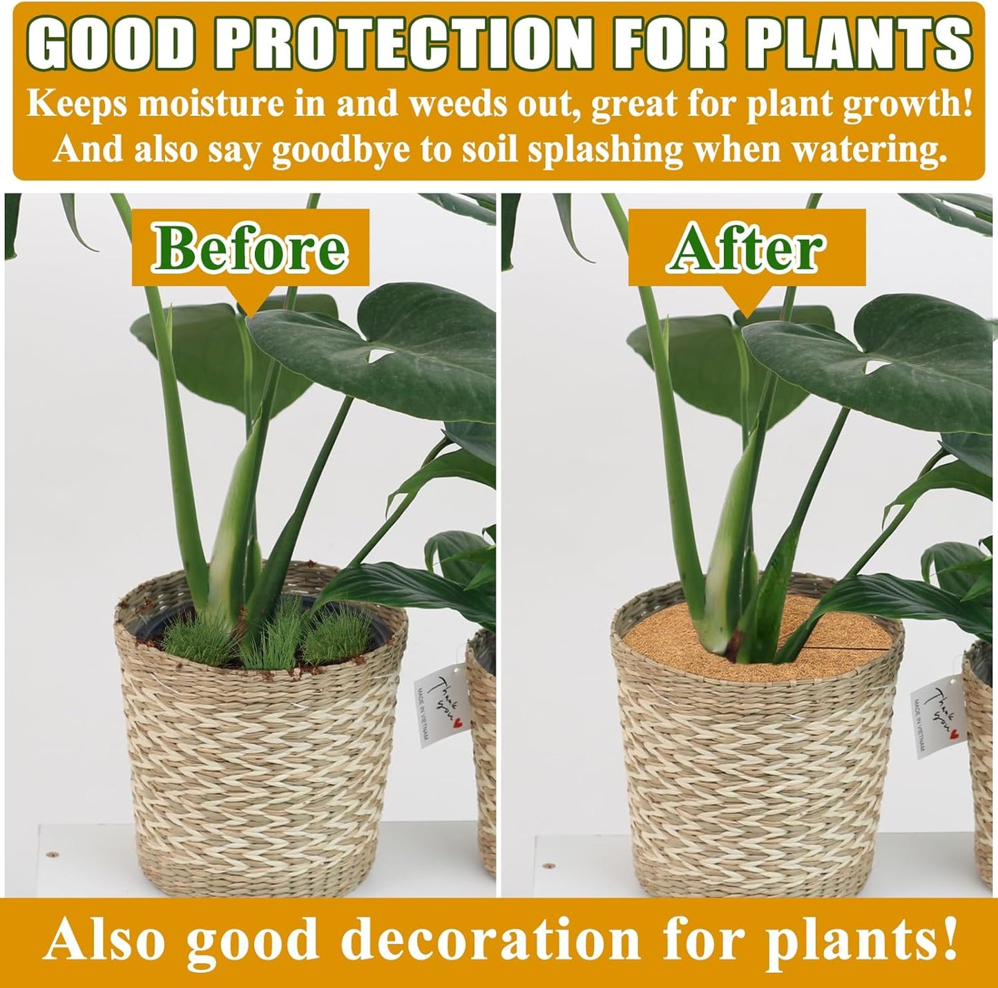 ZeeDix 6 Pack 18 Inch Coconut Fiber Tree Mulch Ring, 100% Natural Coco Coir Tree Ring Mulch Mat, Coconut Coir Discs Plant Cover Tree Protectors Mats Mulch Rings for Landscaping Trees Outdoor Plants