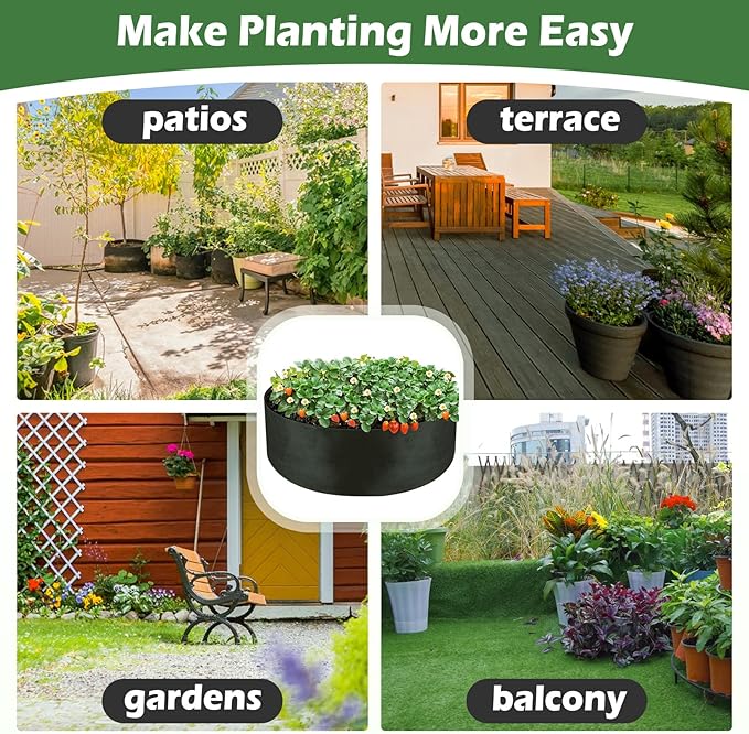 LBTING 2Pcs 50 Gallon Plant Grow Bags, Fabric Raised Planting Bed Heavy Duty Non-Woven Fabric Planter Pots for Garden Vegetables Flowers