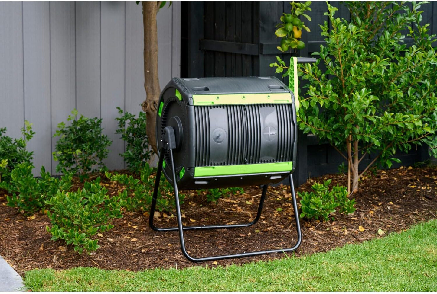 Compost Tumbler 48 Gallon Dual Compartment - Easy Turning Geared Design