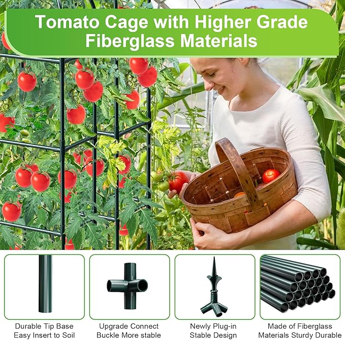 Raised Garden Bed Planter Box with Trellis, 71" Self-Watering Tomato Planter with Wheels for Climbing Vegetable and Plants, Tomato Cage Planters for Indoor Outdoor Patio Greenhouse Gardening (1Pack)