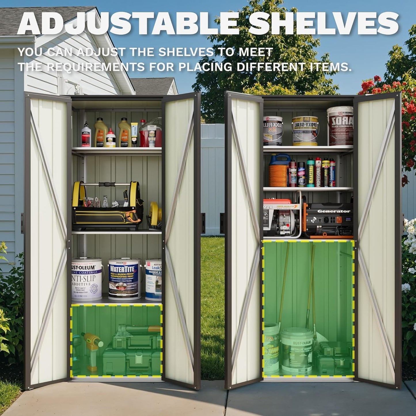 Patiowell 28 Cuft Outdoor Storage Cabinet with Lockable Door, Metal Storage Shed with 3 Adjustable Shelves, Indoor Outdoor Vertical Waterproof Tool Shed for Backyard Garden Patio Lawn, Black