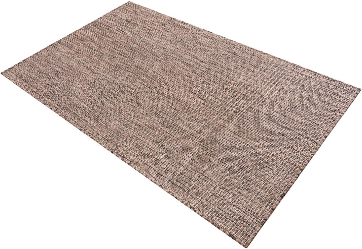 Unique Loom Outdoor Solid Collection Area Rug (3' x 5' 1" Rectangle Light Brown/Ivory)