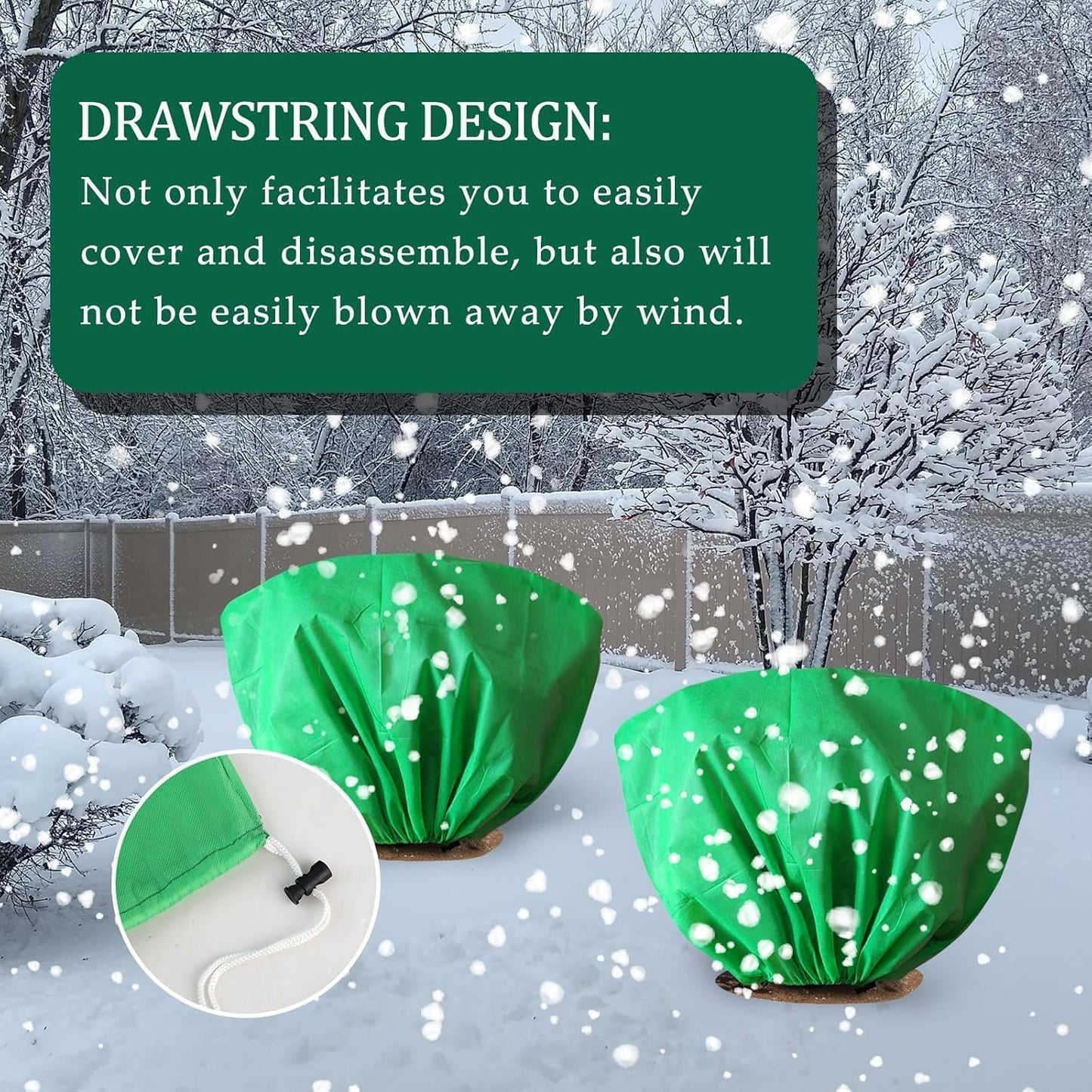 8 Pcs Plant Covers Frost Protection Bag 39.3" x 19.6" Winter Reusable Plants Jacket with Drawstring Shrub Protection Wraps Bags Frost Blanket for Winter Outdoor Garden Plants