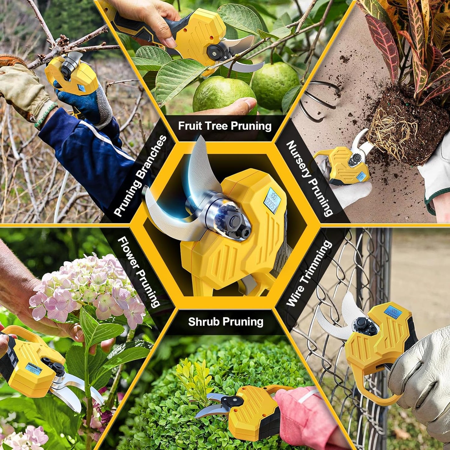 TOCiTAA Cordless Electric Pruning Shears Compatible with Dewalt 20v Battery, Portable Pruner Garden Tool Brushless & Imported SK7 Steel Blades, 1.5-2 Inch Cutting Diameter (Tool Only)