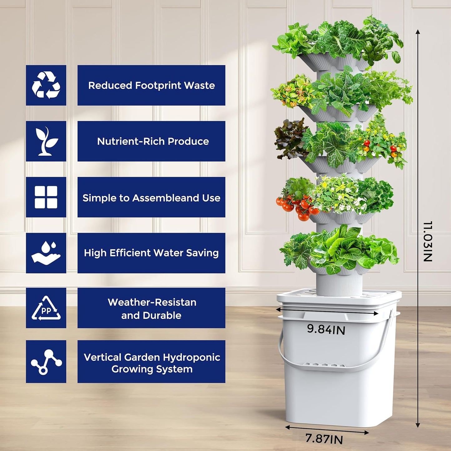 SJZX Hydroponics Growing System Kit, 5-Layer Hydroponic Tower, 30 Planting Holes, Space-Saving Vertical Gardening System, Suitable for Both Indoor and Outdoor use Germination Kits