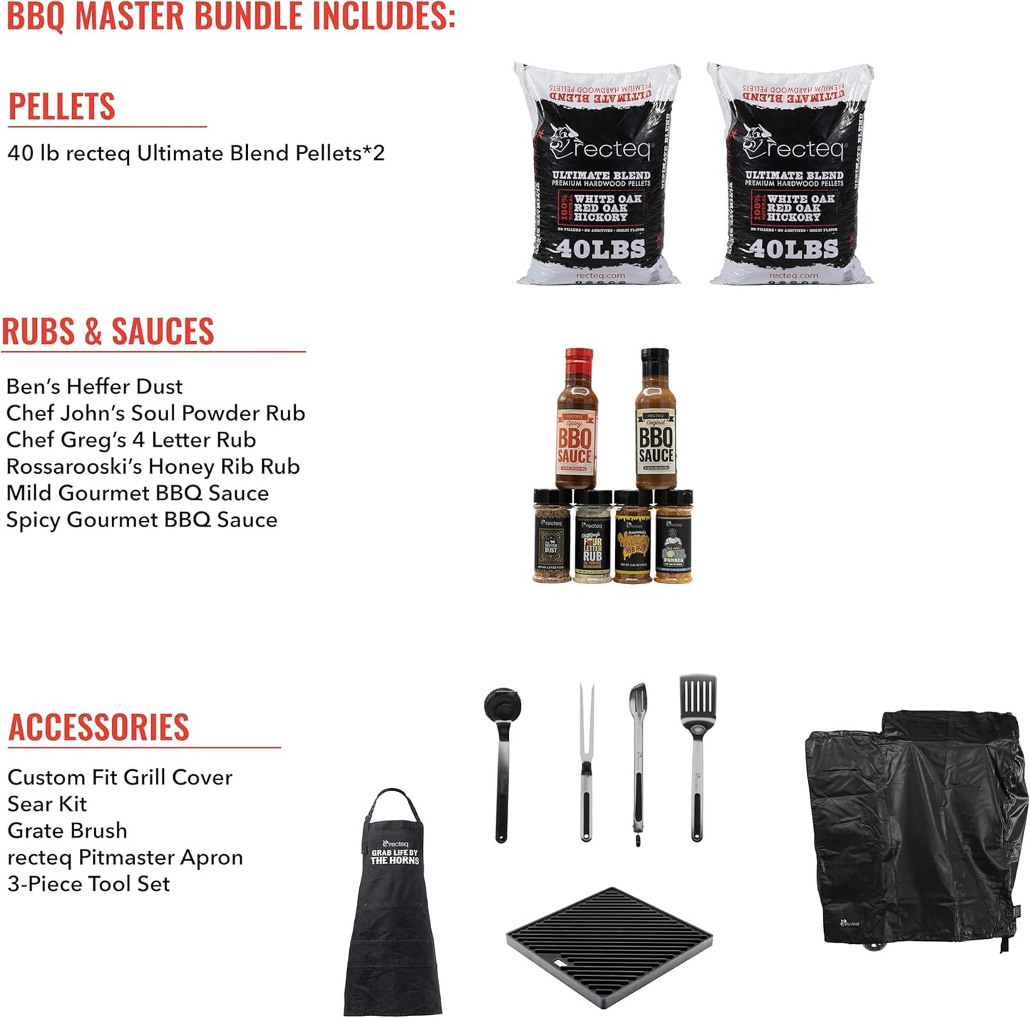 recteq Pellet Grill - Road Warrior 340 + BBQ Master Bundle, Portable Electric Pellet Smoker Grill, BBQ, Wood Pellets, Sear, Smoke, and More