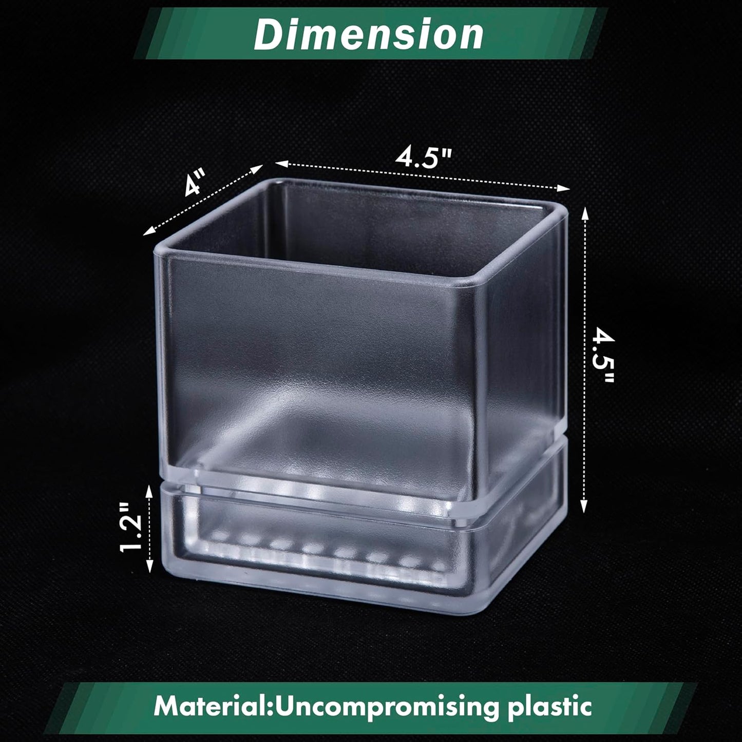 4 Inch Herb Planter Pot, Plastic Planter with Drainage Holes and Saucer, Modern Decorative Gardening Pot for Indoor Plants, Flowers, Herbs, Succulents, Clear, Set of 1, 76-Y-D-1