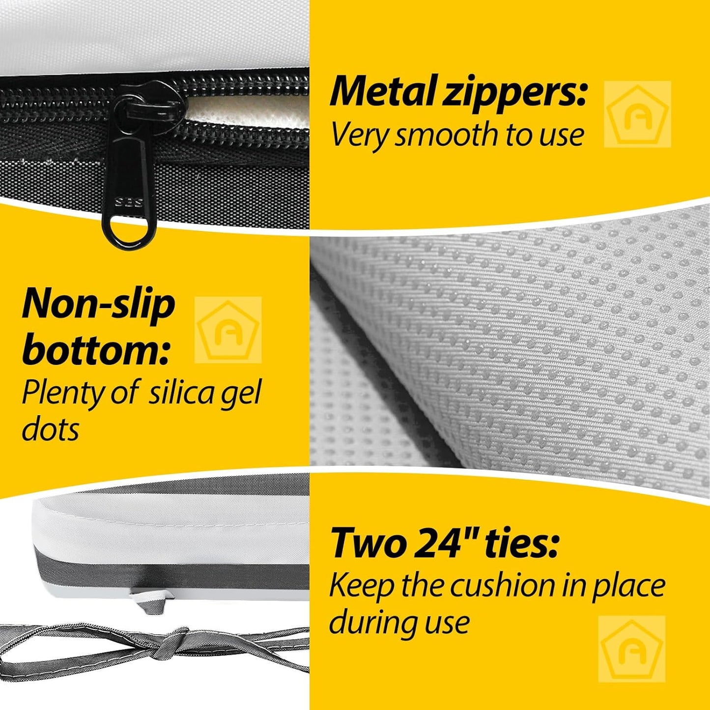 AAAAAcessories Outdoor Seat Cushions for Chairs, Waterproof, Fade-Resistant Patio Furniture Replacement Cushions, 20" x 18" x 3", Set of 2, Gray Cabana Stripe