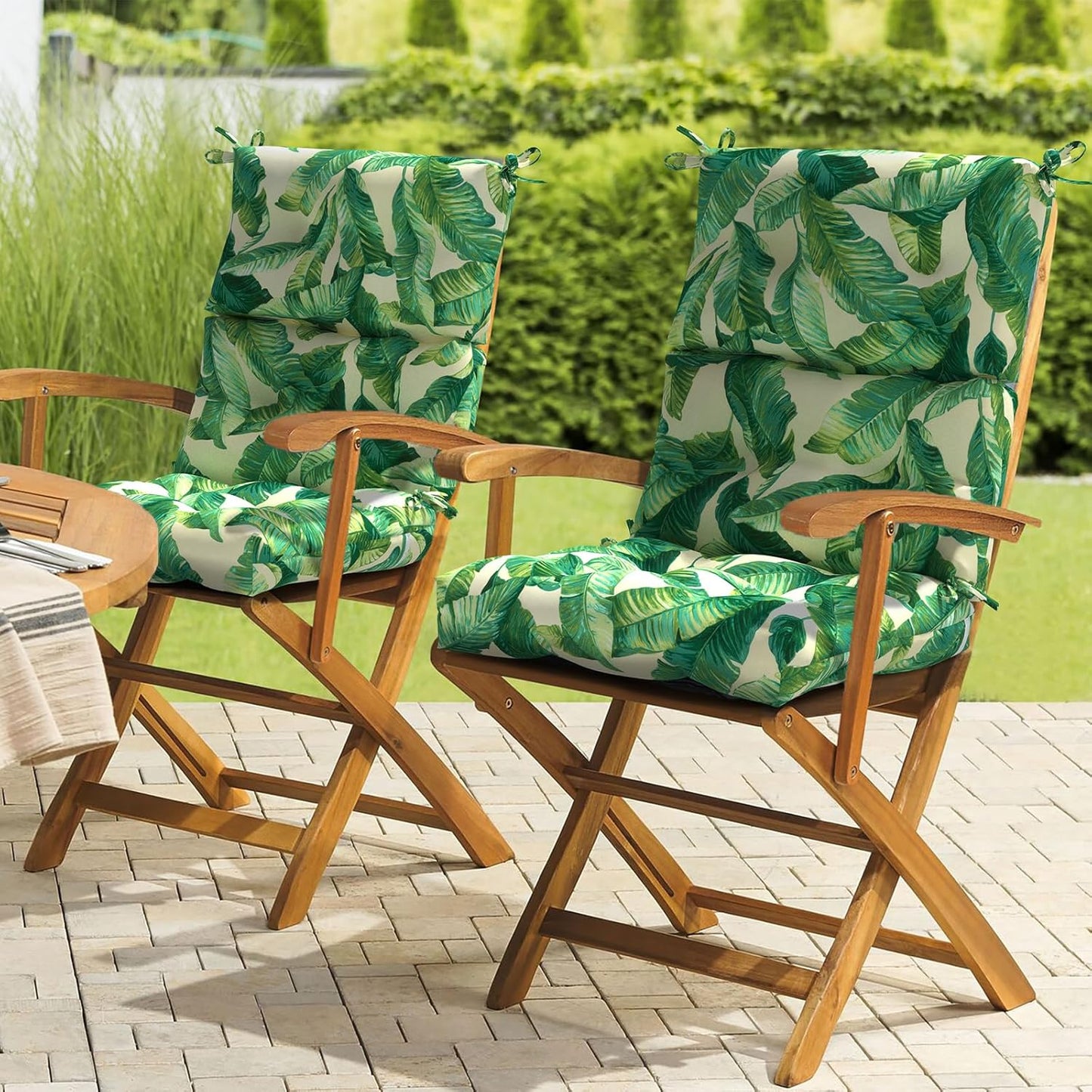 LVTXIII Outdoor Adirondack Chair Cushions, L44” x W22” x H4 Patio Tufted High Back Cushions, Seasonal Replacement Rocking Chair Cushion for Home Garden Furnitue, Set of 2, Swaying Palms Capri