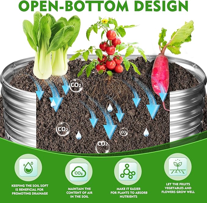 17" Tall Outdoor Garden Raised Garden Bed Kits, 4ft X 2ft Oval,0.8MM Thick Metal Raised Planter Bed/Ground Planter Box for Variety of Flowers,Herbs,Vegetables (Silver, 48X24X16.5 Inches)