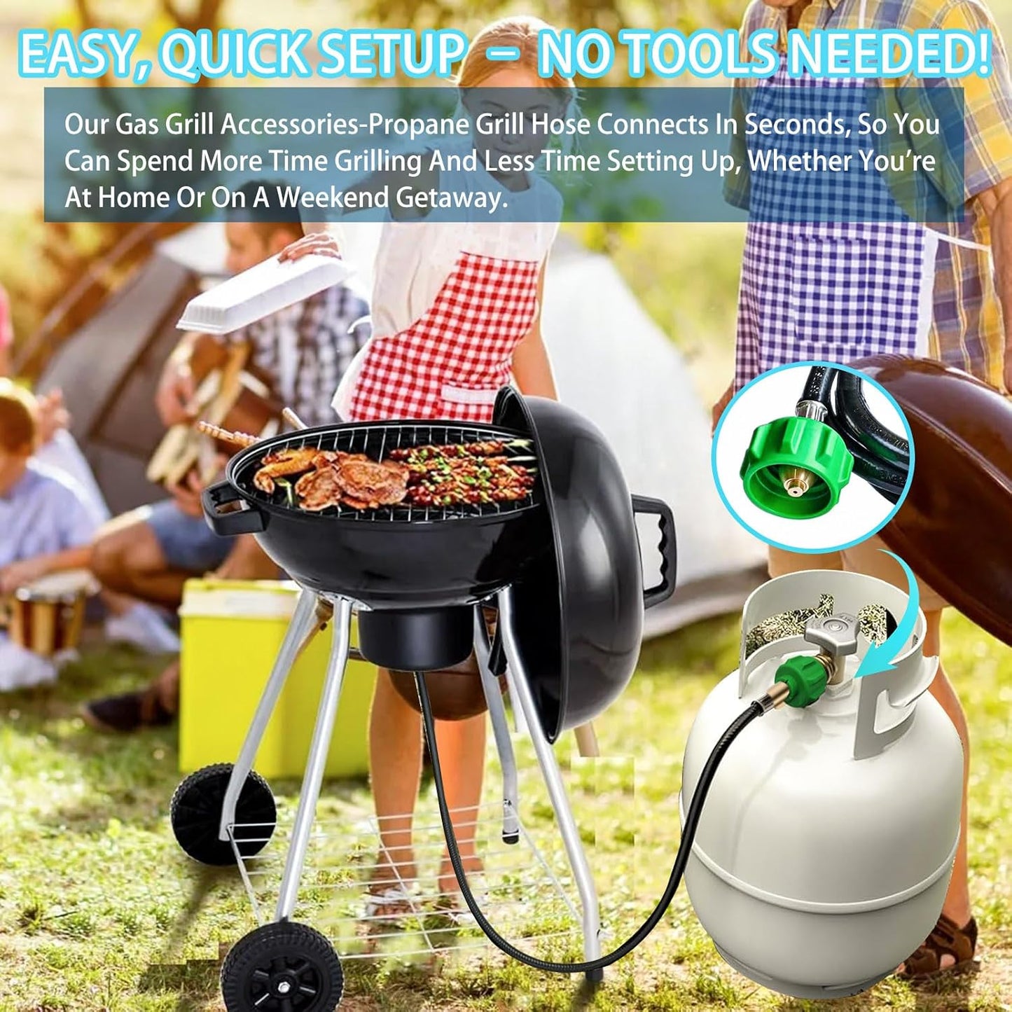 6 Feet for Weber Adapter Hose for Weber Travelev Grill, for Weber Traveler Grill Accessories for Weber Q 1000 for Weber Q Series, and for Weber Traveler Gas Go-Anywhere Grills Propane Adapter.