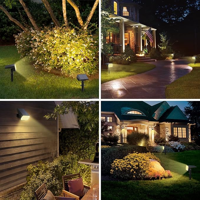 WELALO Solar Spot Lights Outdoor, [6 Pack/52 LED/3 Modes] 2-in-1 Solar Landscape Spotlights, Solar Powered Security Lights, Waterproof Wall Lights for Walkway Yard Garden Driveway(Warm White)