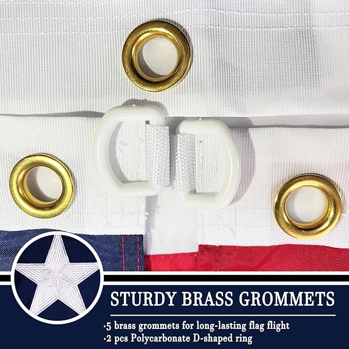 AZCOVER American Flag 10x15 FT Us Flag for Outside 100% in USA Heavy Duty Nylon American Flags for Outdoor with Embroidered Stars Sewn Stipes and Brass Grommets All Weather Lasting United States Flag