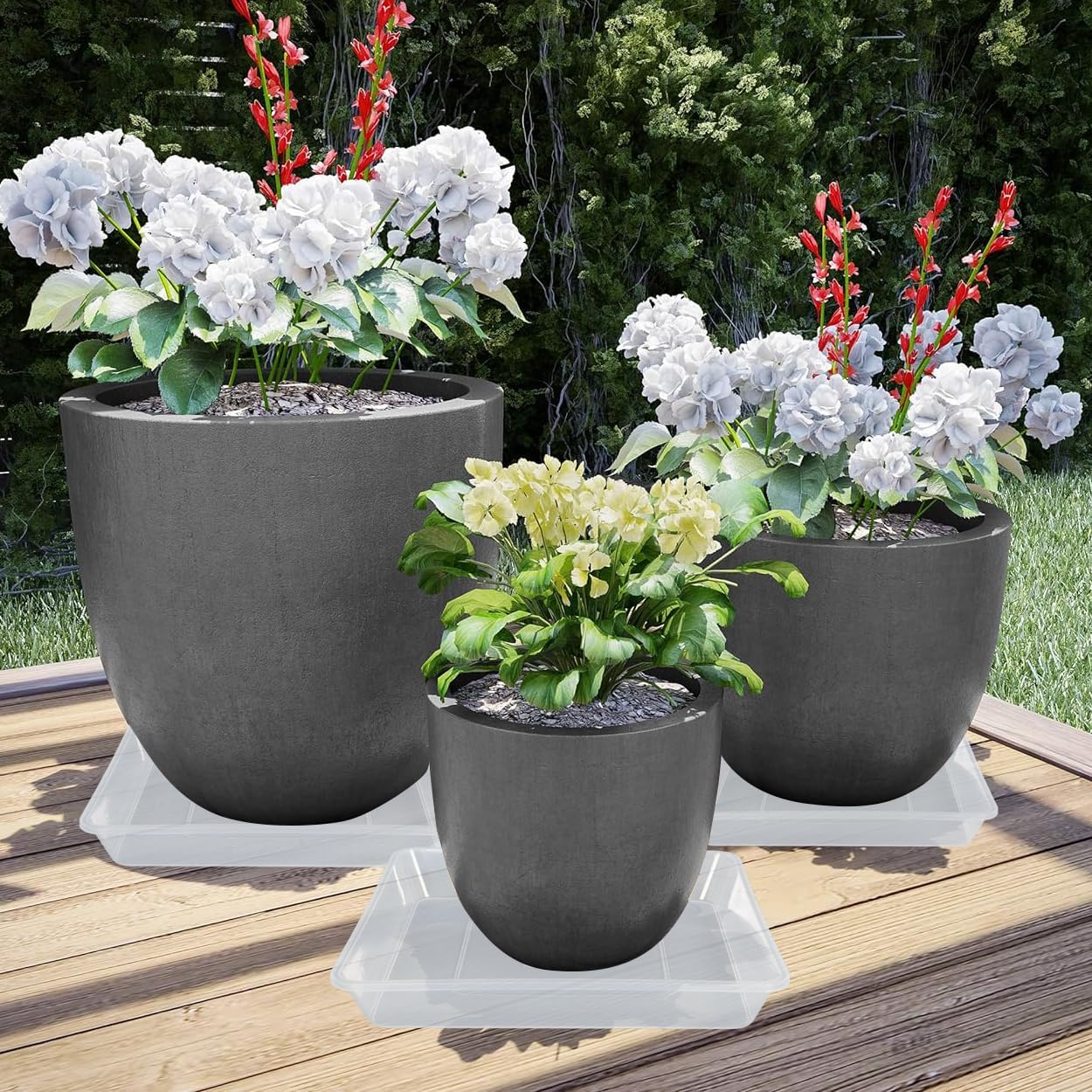 Square Plant Saucer 14 Inch 2 Pack, Strong Clear Plastic Flower Plant Pot Saucer, Square Planters for Indoors and Outdoors Plants, Garden Plant Saucers for Pots Plant Trays.