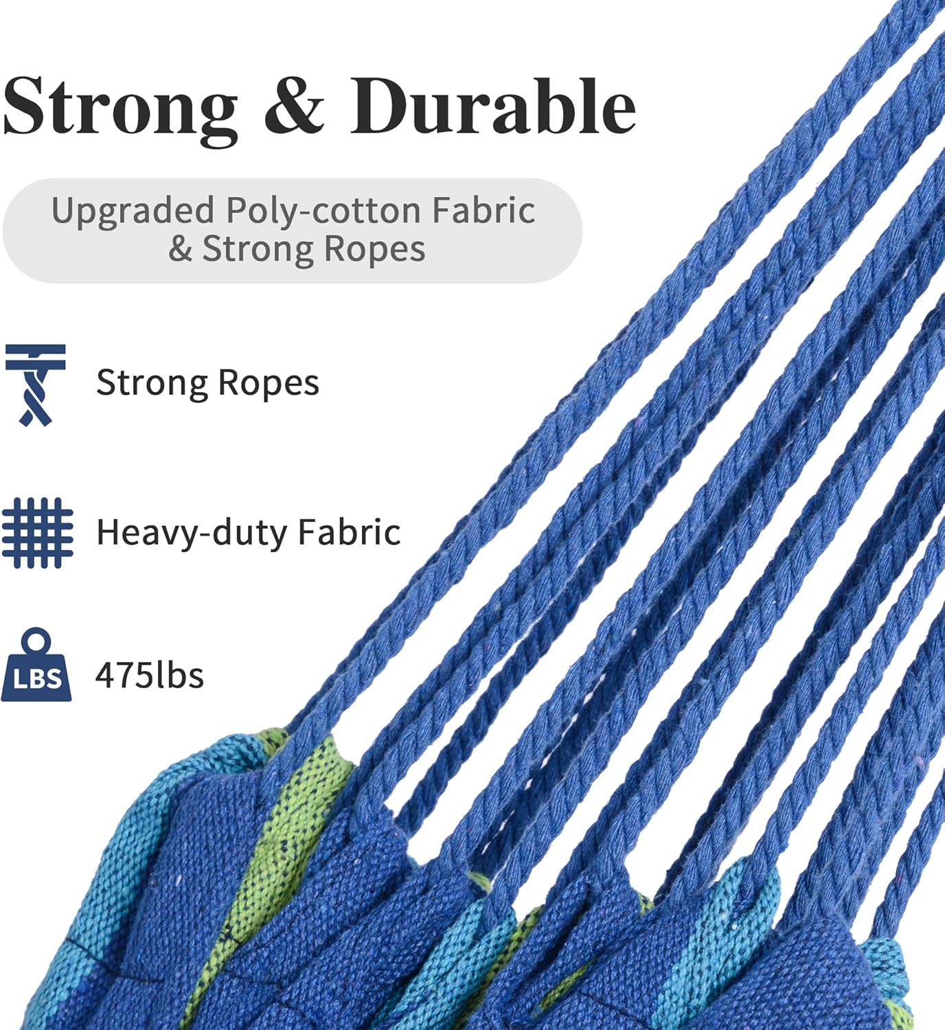 SUNCREAT Portable Tree Hammock, Double Hammocks 2 Person with Outer Bag, Blue Stripe