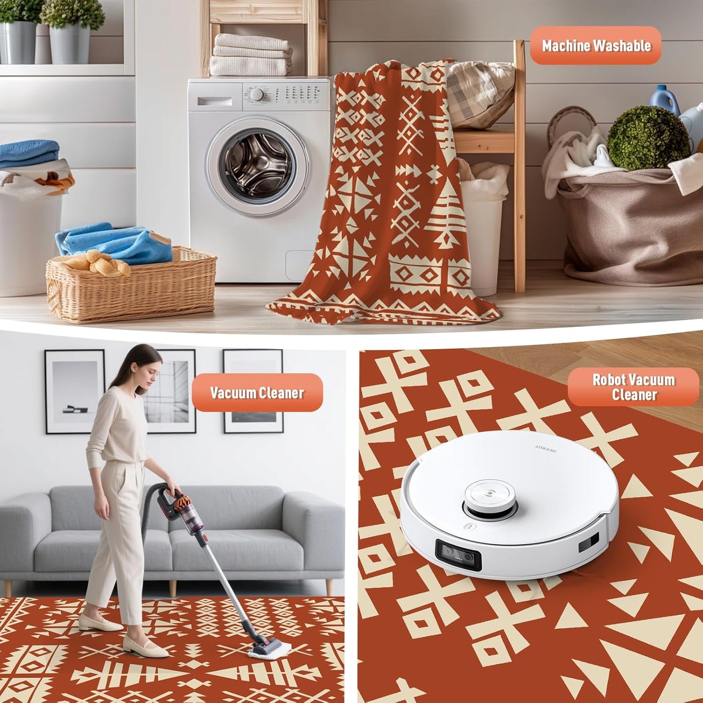 WILDROOTS 8x10 Feet Plastic Exotic Red Outdoor Rug, Stain Resistant Waterproof Reversible Outdoor Patio Rug, Fade Resistant Camping Rug